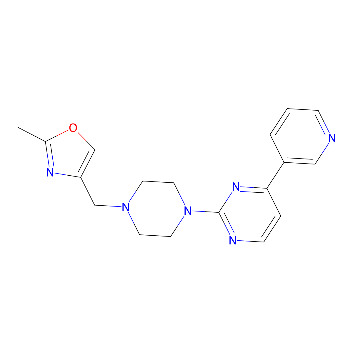2-{4-[(2-Methyl-1,3-oxazol-4-yl)methyl]piperazin-1-yl}-4-(pyridin-3-yl)pyrimidine molecular structure, CAS 2741937-81-3