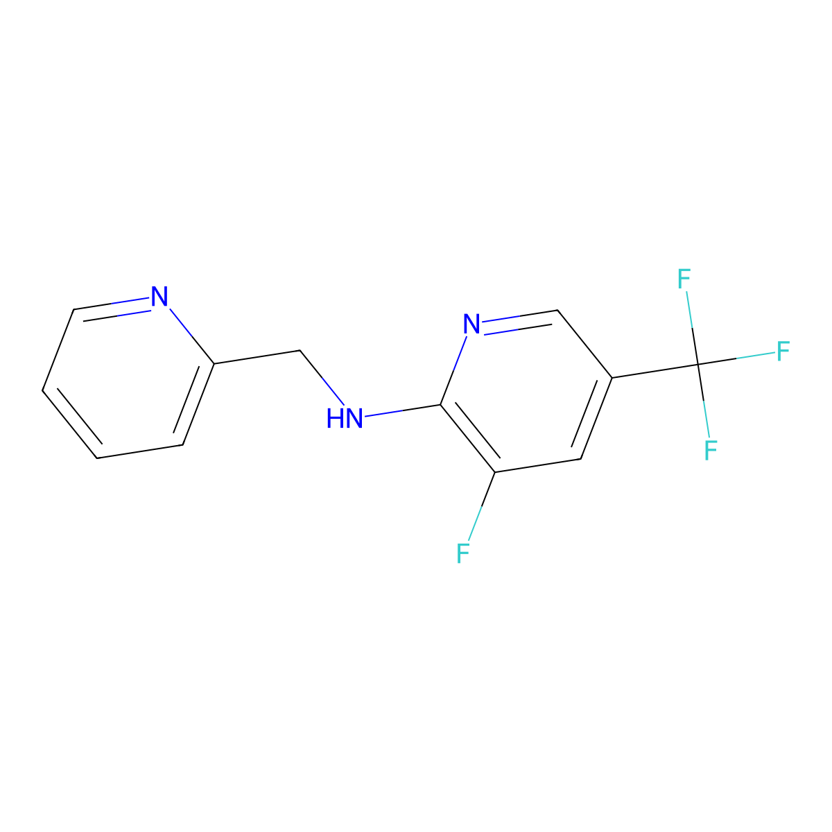 3-fluoro-N-[(pyridin-2-yl)methyl]-5-(trifluoromethyl)pyridin-2-amine molecular structure, CAS 2741938-01-0