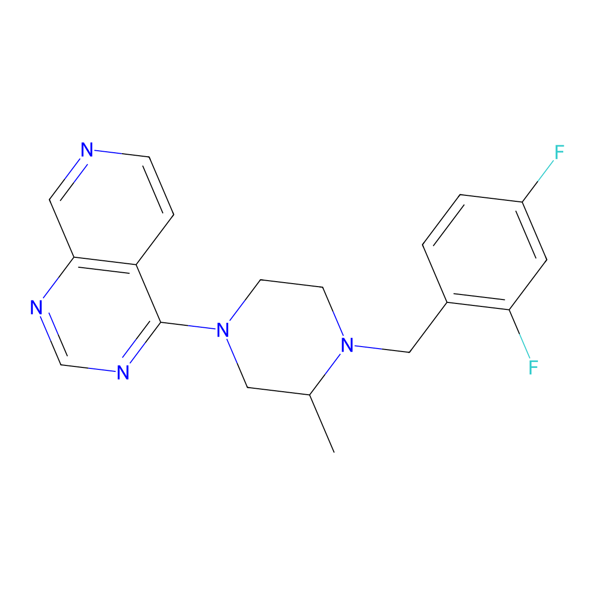 1-[(2,4-Difluorophenyl)methyl]-2-methyl-4-{pyrido[3,4-d]pyrimidin-4-yl}piperazine molecular structure, CAS 2741938-04-3