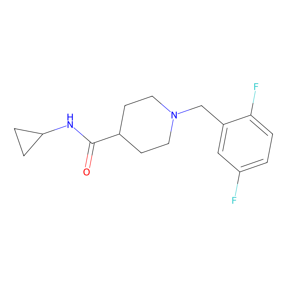 N-cyclopropyl-1-[(2,5-difluorophenyl)methyl]piperidine-4-carboxamide molecular structure, CAS 2741938-05-4