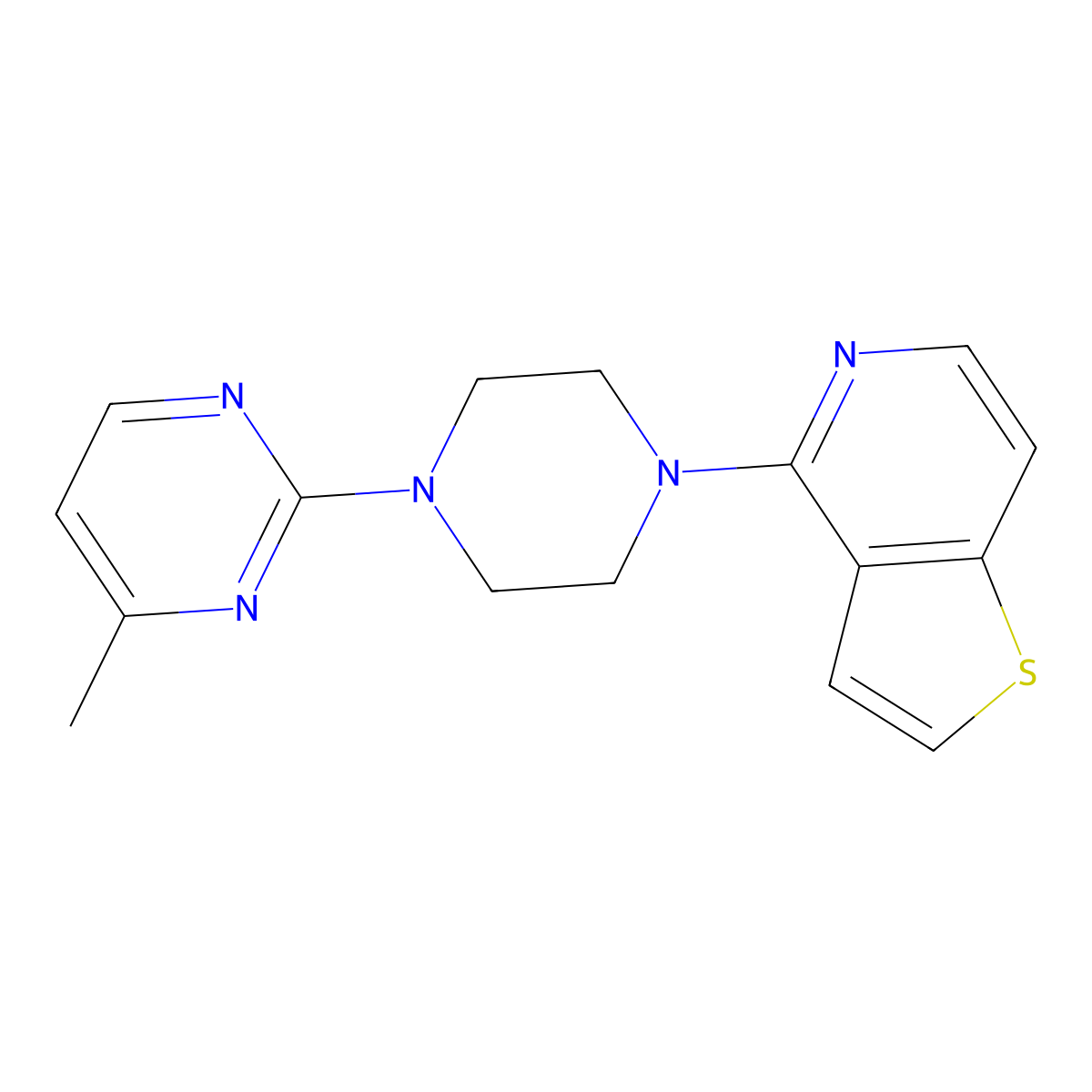 4-Methyl-2-(4-{thieno[3,2-c]pyridin-4-yl}piperazin-1-yl)pyrimidine molecular structure, CAS 2741938-12-3