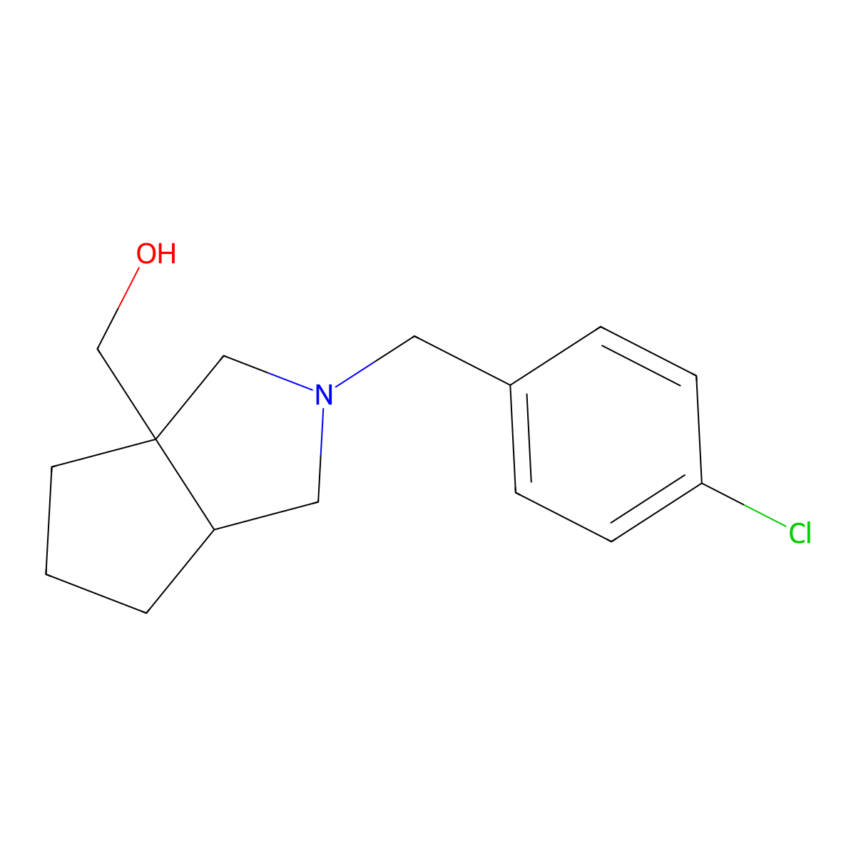 {2-[(4-Chlorophenyl)methyl]-octahydrocyclopenta[c]pyrrol-3a-yl}methanol molecular structure, CAS 2741938-20-3