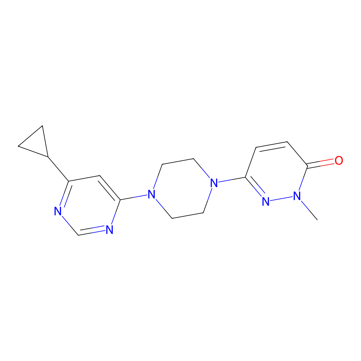 6-[4-(6-Cyclopropylpyrimidin-4-yl)piperazin-1-yl]-2-methyl-2,3-dihydropyridazin-3-one molecular structure, CAS 2741938-22-5