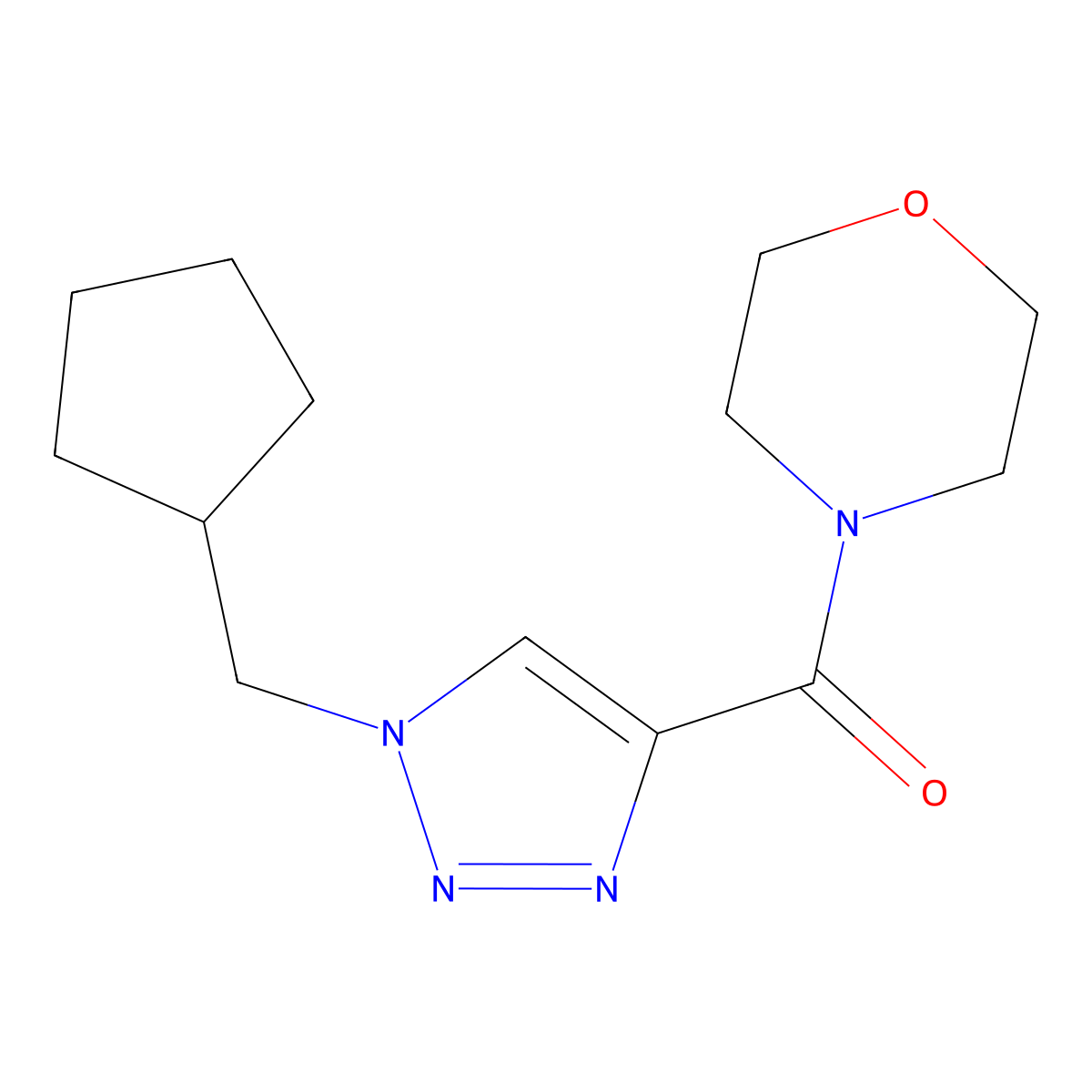 4-[1-(cyclopentylmethyl)-1H-1,2,3-triazole-4-carbonyl]morpholine molecular structure, CAS 2741938-23-6