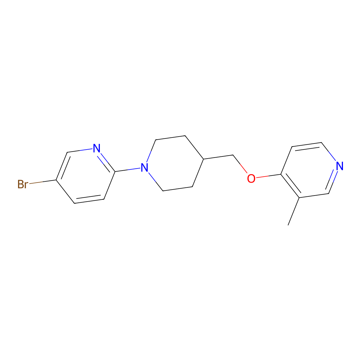 5-Bromo-2-(4-{[(3-methylpyridin-4-yl)oxy]methyl}piperidin-1-yl)pyridine molecular structure, CAS 2741938-25-8