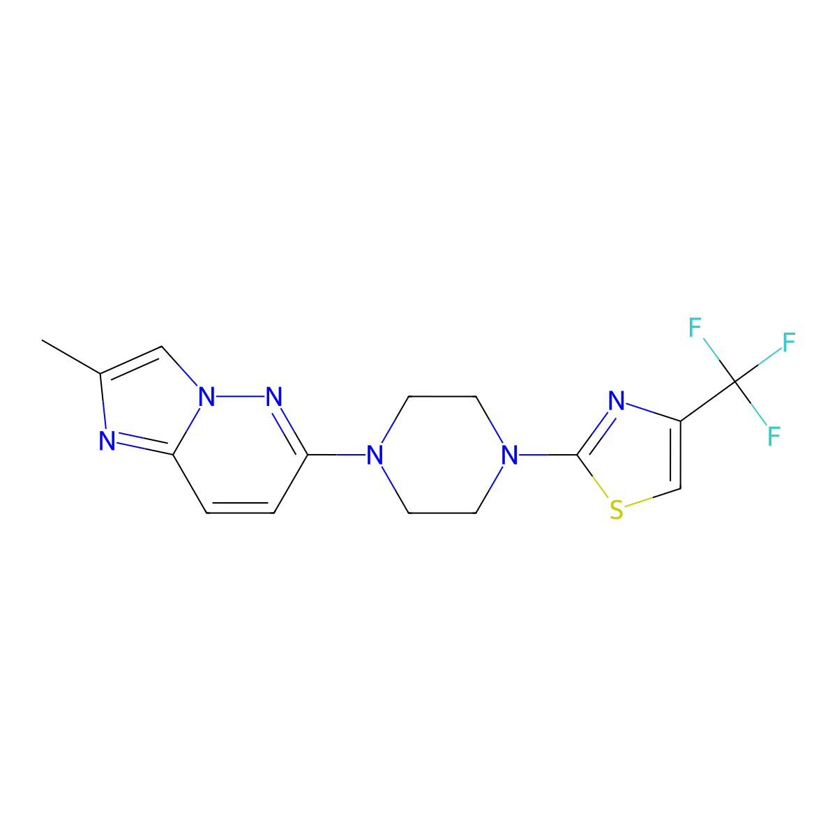 1-{2-Methylimidazo[1,2-b]pyridazin-6-yl}-4-[4-(trifluoromethyl)-1,3-thiazol-2-yl]piperazine molecular structure, CAS 2741938-31-6