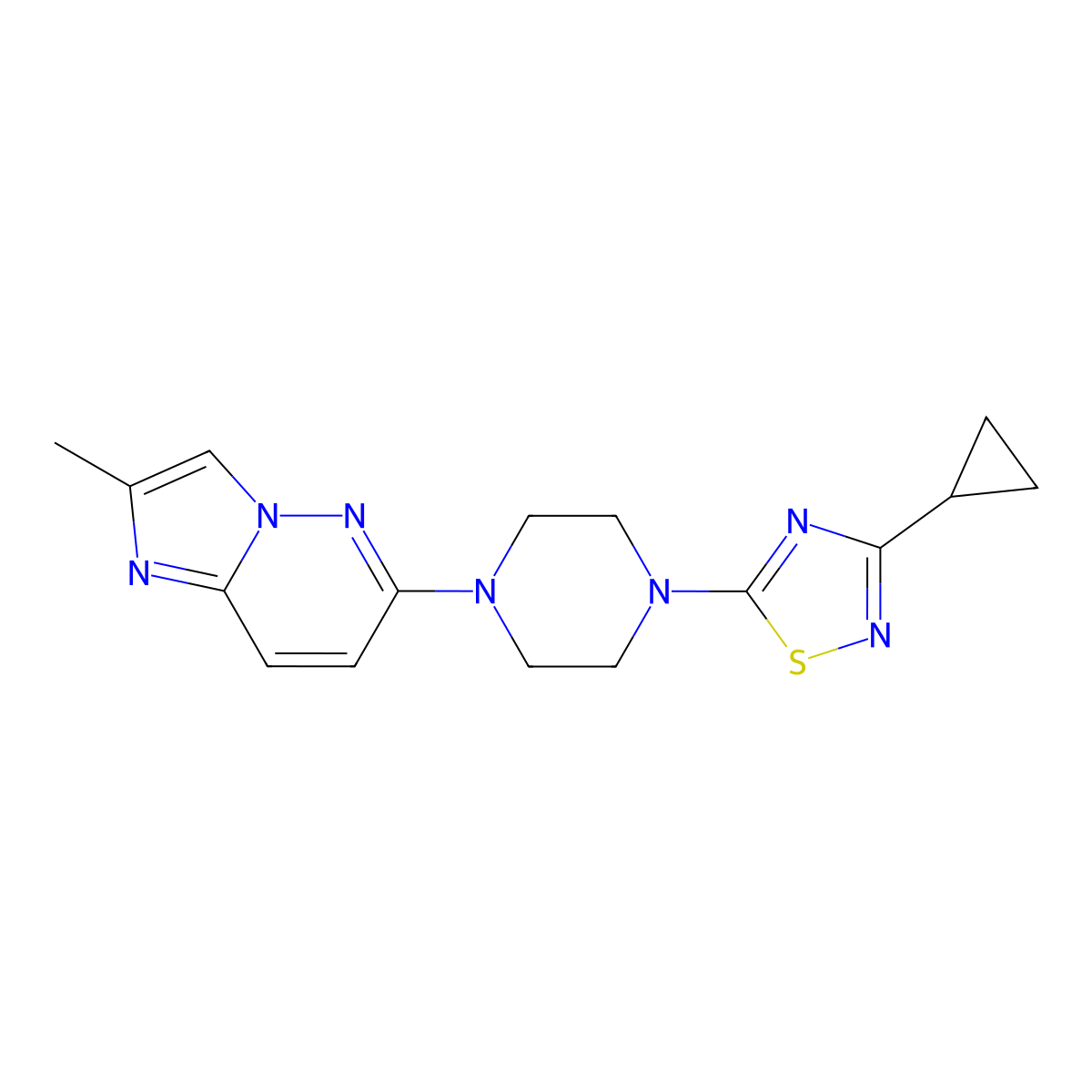 1-(3-Cyclopropyl-1,2,4-thiadiazol-5-yl)-4-{2-methylimidazo[1,2-b]pyridazin-6-yl}piperazine molecular structure, CAS 2741938-43-0