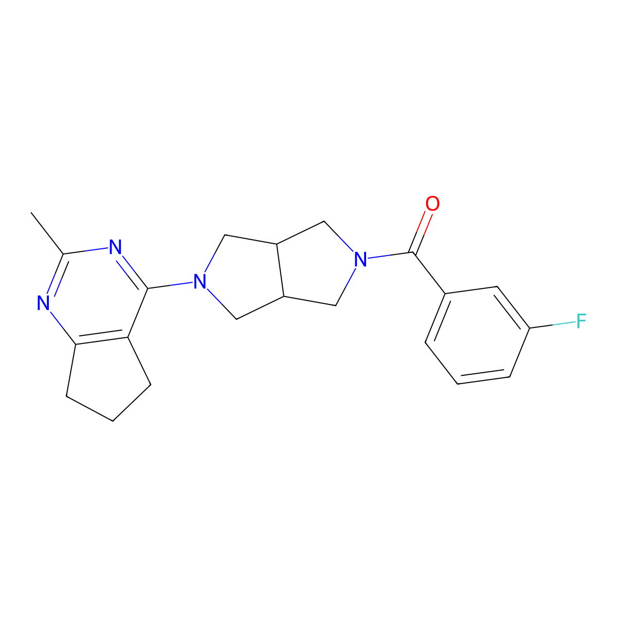 2-(3-fluorobenzoyl)-5-{2-methyl-5H,6H,7H-cyclopenta[d]pyrimidin-4-yl}-octahydropyrrolo[3,4-c]pyrrole molecular structure, CAS 2741938-48-5