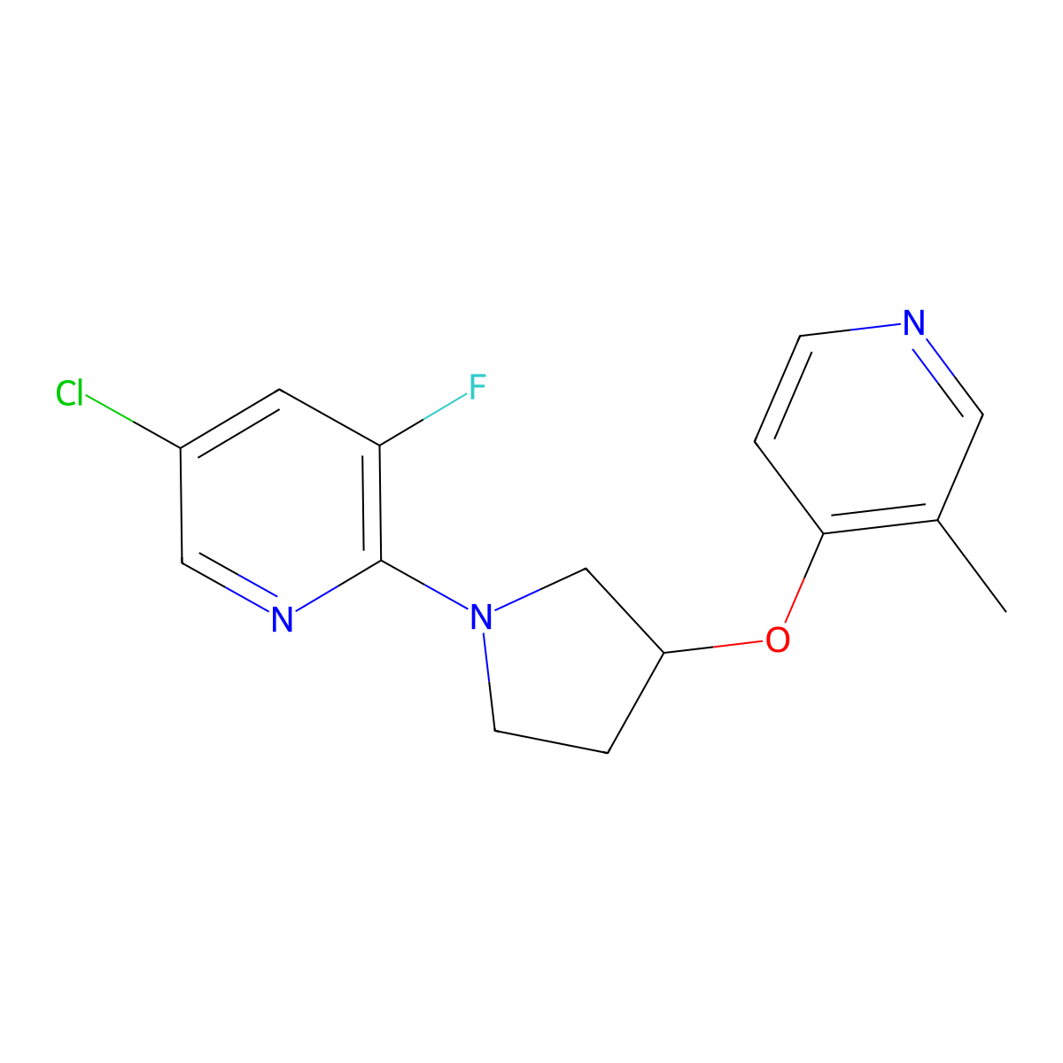 5-Chloro-3-fluoro-2-{3-[(3-methylpyridin-4-yl)oxy]pyrrolidin-1-yl}pyridine molecular structure, CAS 2741938-50-9