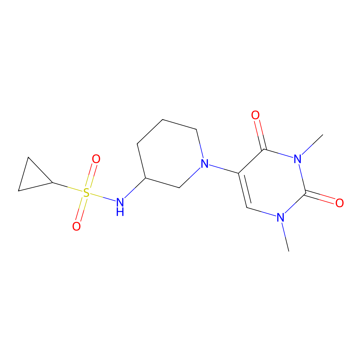 N-[1-(1,3-dimethyl-2,4-dioxo-1,2,3,4-tetrahydropyrimidin-5-yl)piperidin-3-yl]cyclopropanesulfonamide molecular structure, CAS 2741938-58-7