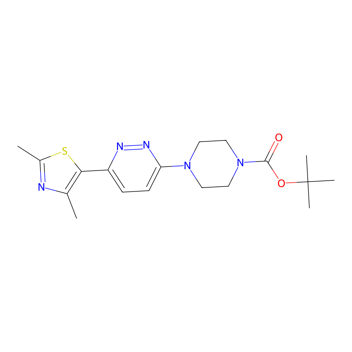 Tert-butyl 4-[6-(2,4-dimethyl-1,3-thiazol-5-yl)pyridazin-3-yl]piperazine-1-carboxylate molecular structure, CAS 2741938-59-8