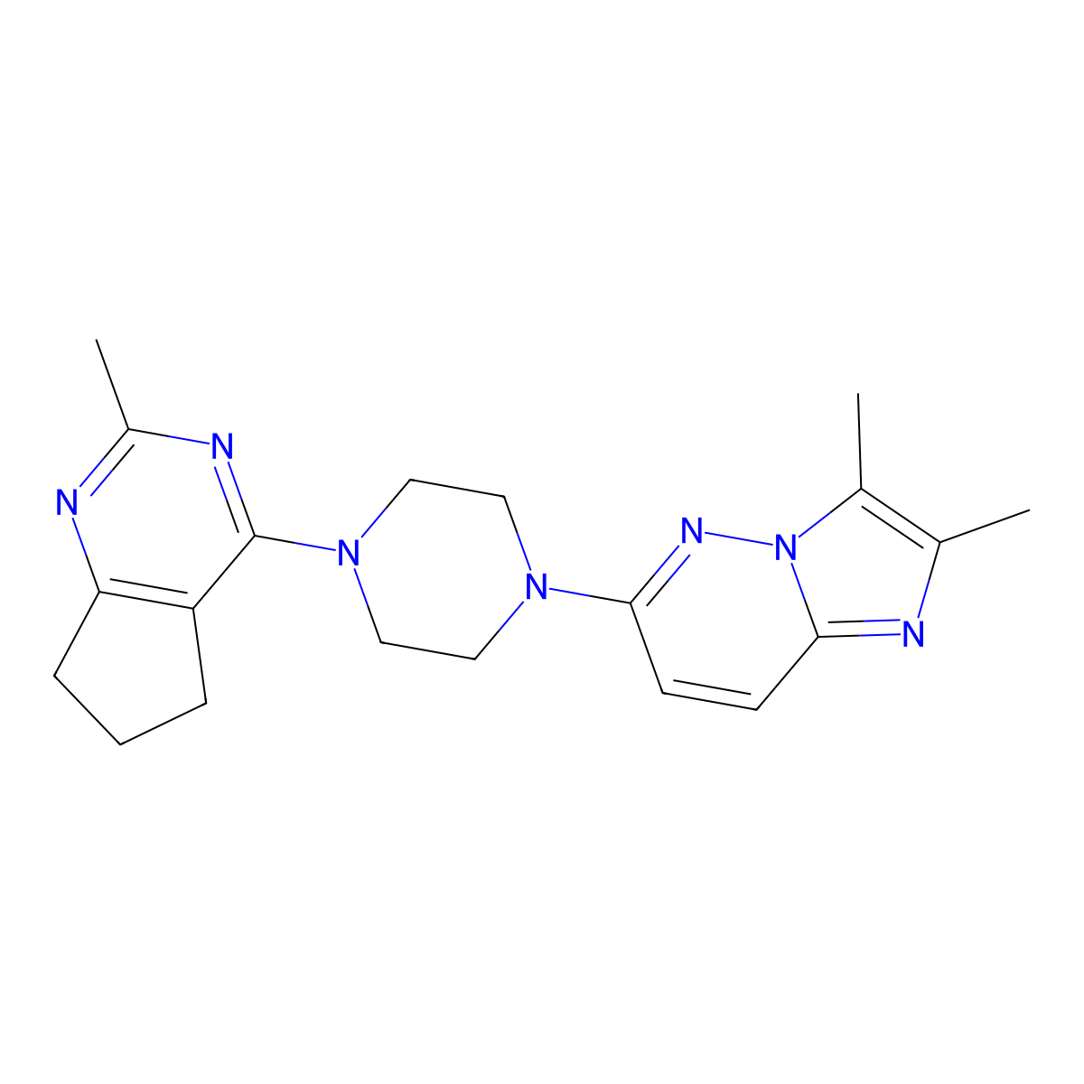 1-{2,3-dimethylimidazo[1,2-b]pyridazin-6-yl}-4-{2-methyl-5H,6H,7H-cyclopenta[d]pyrimidin-4-yl}piperazine molecular structure, CAS 2741938-61-2