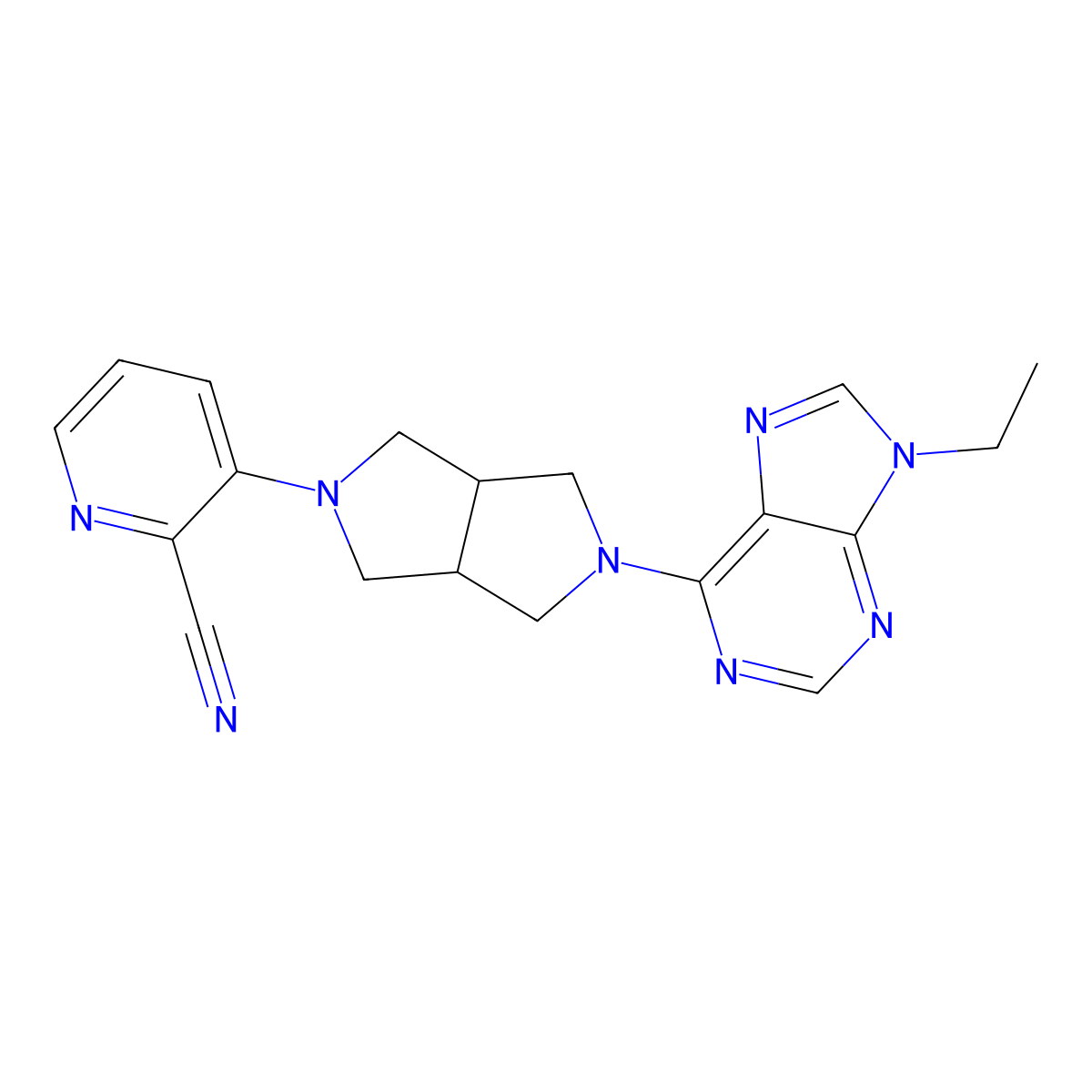 3-[5-(9-ethyl-9H-purin-6-yl)-octahydropyrrolo[3,4-c]pyrrol-2-yl]pyridine-2-carbonitrile molecular structure, CAS 2741938-66-7