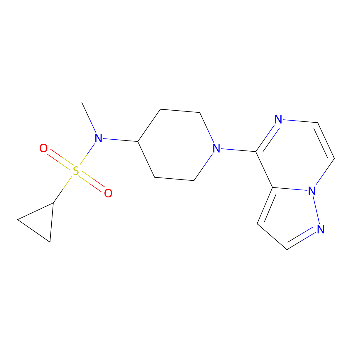 N-methyl-N-(1-{pyrazolo[1,5-a]pyrazin-4-yl}piperidin-4-yl)cyclopropanesulfonamide molecular structure, CAS 2741938-70-3