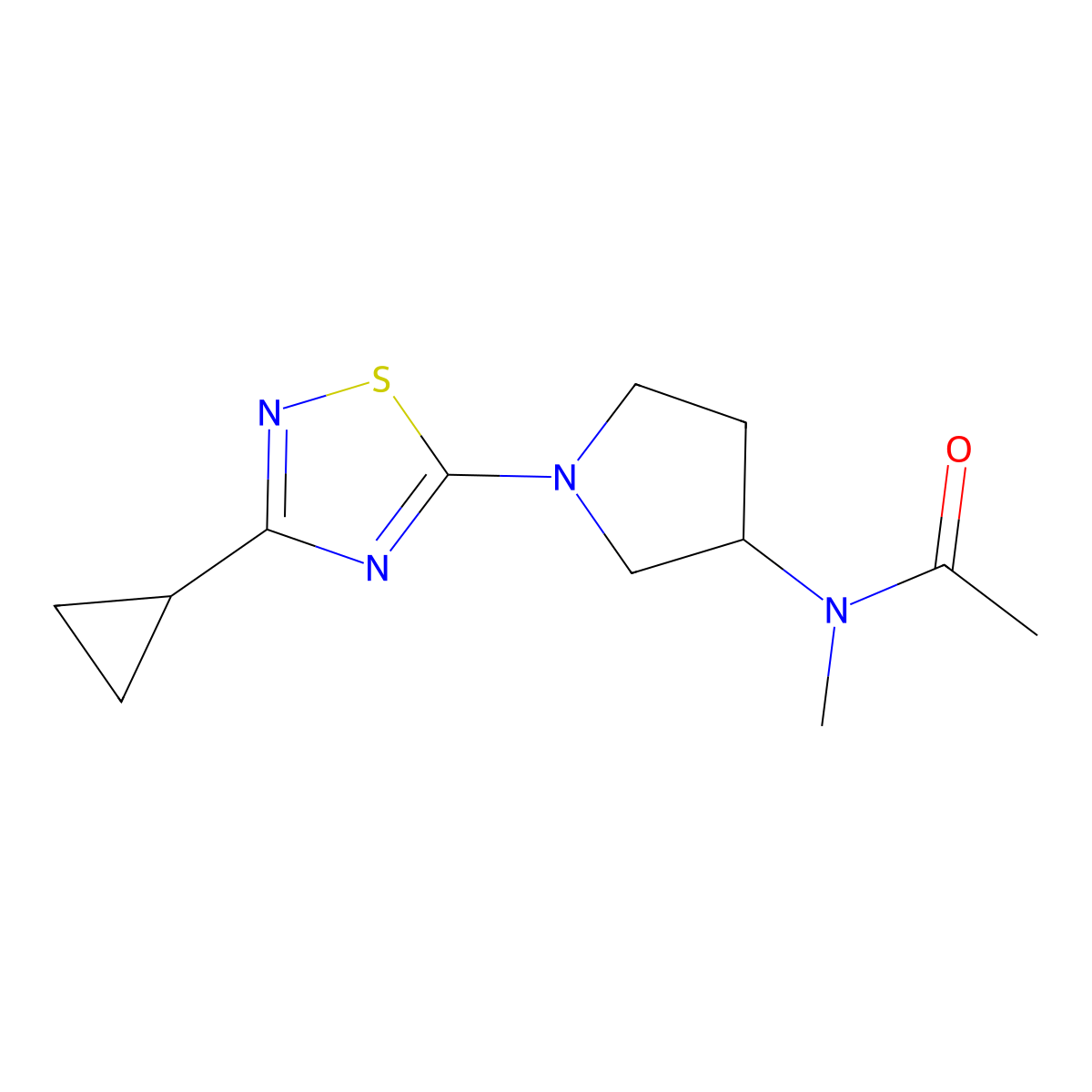 N-[1-(3-cyclopropyl-1,2,4-thiadiazol-5-yl)pyrrolidin-3-yl]-N-methylacetamide molecular structure, CAS 2741938-76-9