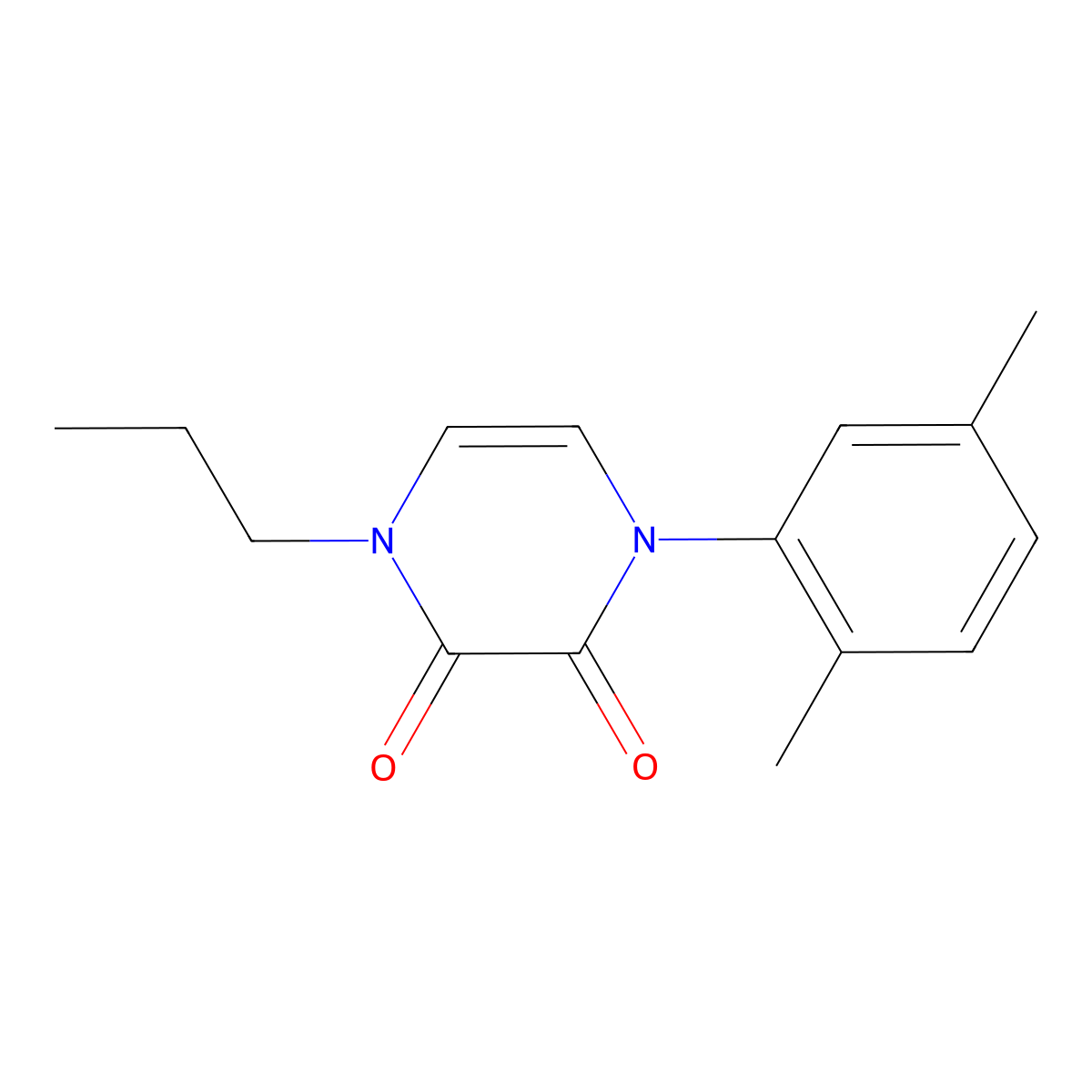 1-(2,5-Dimethylphenyl)-4-propylpyrazine-2,3-dione molecular structure, CAS 2741938-81-6