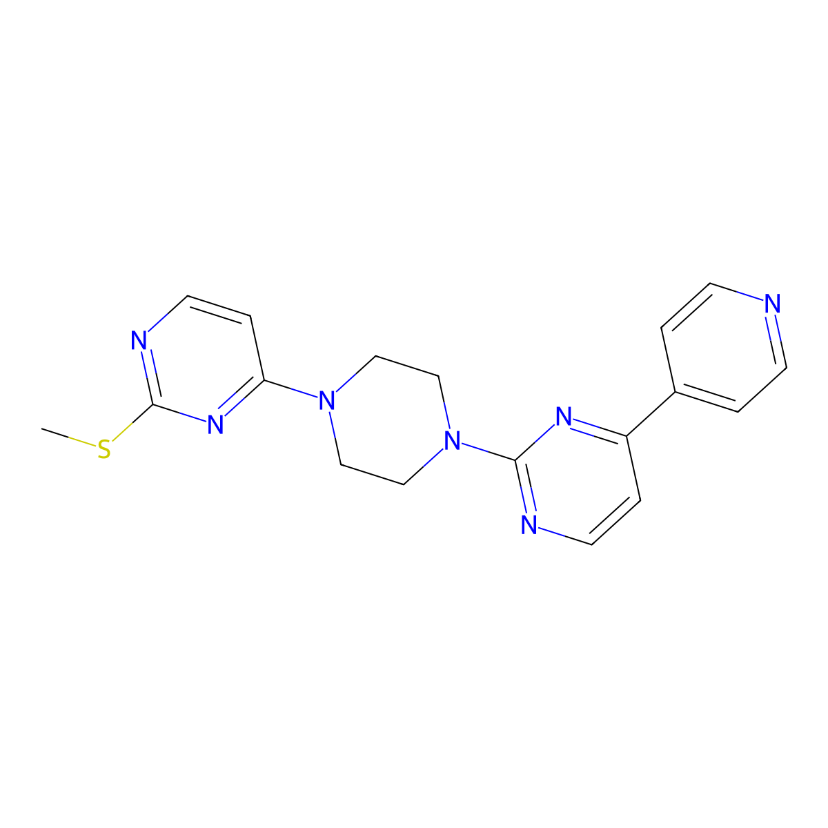 2-{4-[2-(Methylsulfanyl)pyrimidin-4-yl]piperazin-1-yl}-4-(pyridin-4-yl)pyrimidine molecular structure, CAS 2741939-08-0