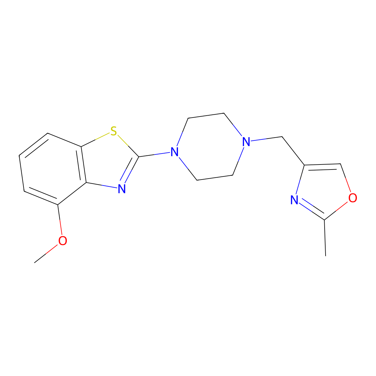 4-Methoxy-2-{4-[(2-methyl-1,3-oxazol-4-yl)methyl]piperazin-1-yl}-1,3-benzothiazole molecular structure, CAS 2741939-11-5