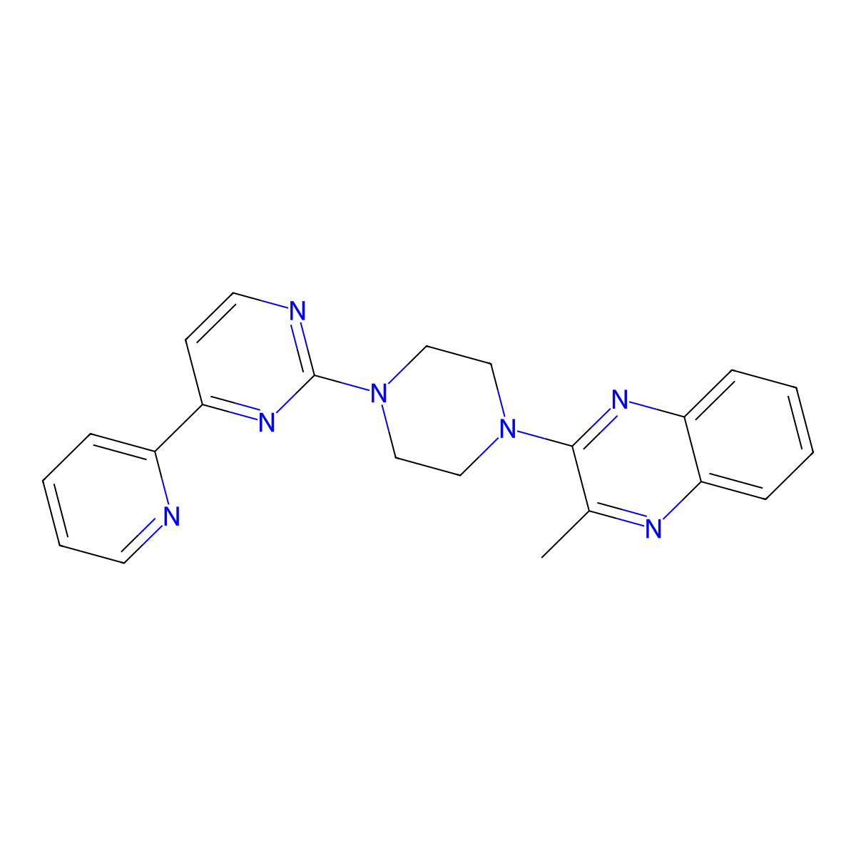 2-Methyl-3-{4-[4-(pyridin-2-yl)pyrimidin-2-yl]piperazin-1-yl}quinoxaline molecular structure, CAS 2741939-12-6