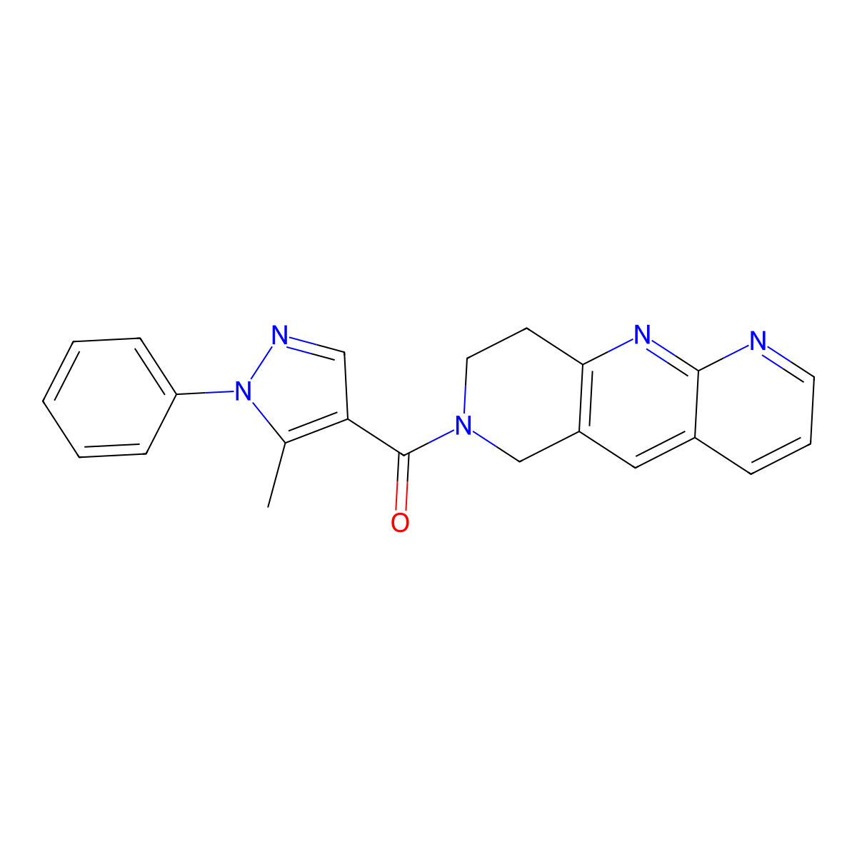 8,9-dihydro-6H-pyrido[4,3-b][1,8]naphthyridin-7-yl-(5-methyl-1-phenylpyrazol-4-yl)methanone molecular structure, CAS 2741939-16-0