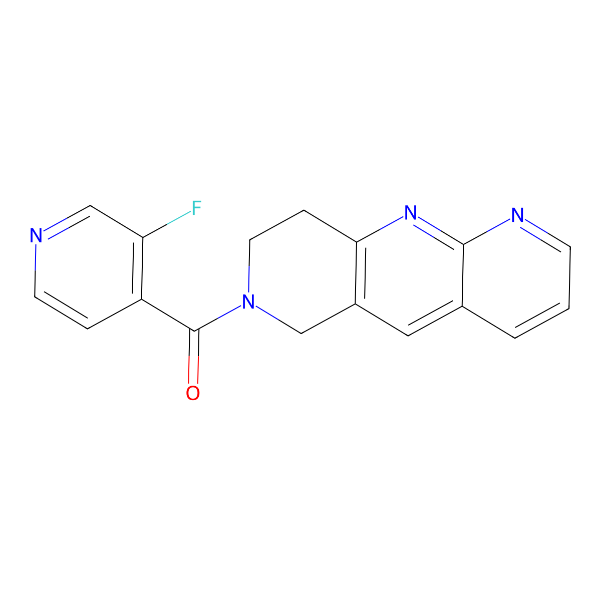 3-fluoro-4-{6H,7H,8H,9H-pyrido[2,3-b]1,6-naphthyridine-7-carbonyl}pyridine molecular structure, CAS 2741939-19-3