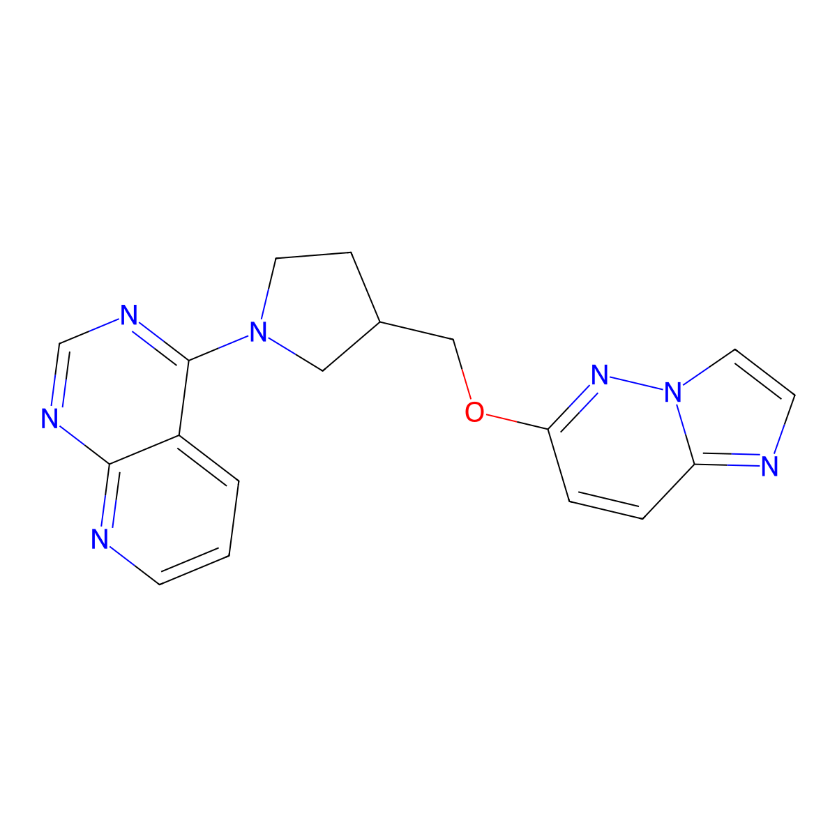 3-({Imidazo[1,2-b]pyridazin-6-yloxy}methyl)-1-{pyrido[2,3-d]pyrimidin-4-yl}pyrrolidine molecular structure, CAS 2741939-20-6