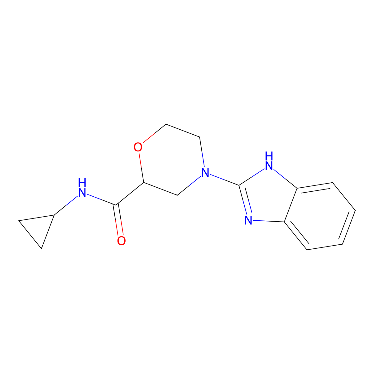 4-(1H-1,3-benzodiazol-2-yl)-N-cyclopropylmorpholine-2-carboxamide molecular structure, CAS 2741939-25-1