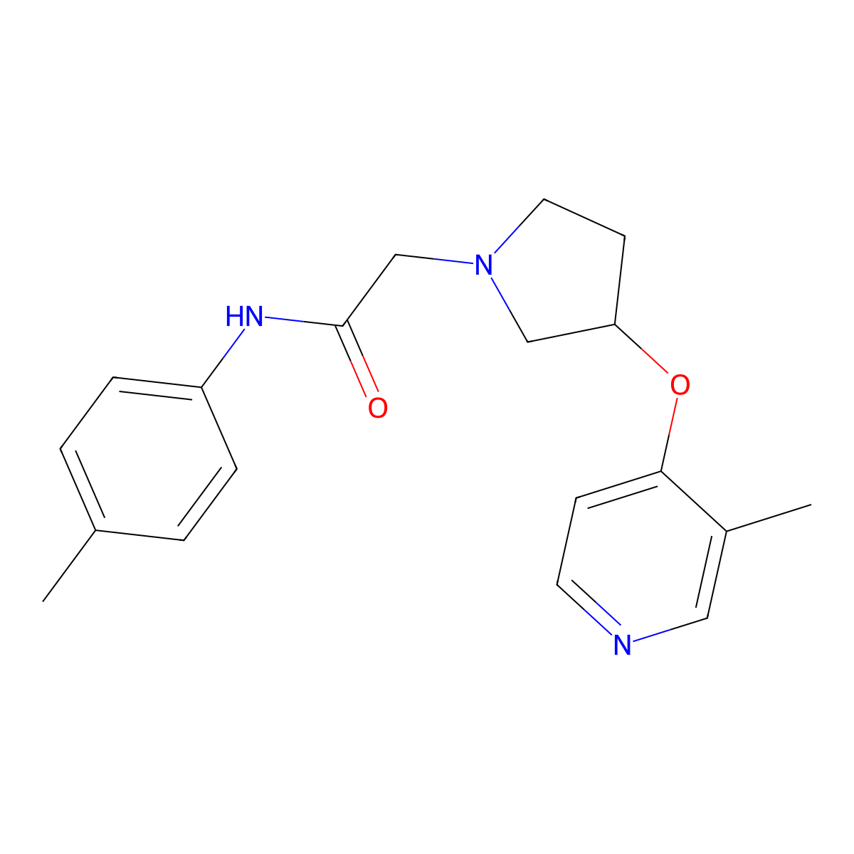N-(4-methylphenyl)-2-{3-[(3-methylpyridin-4-yl)oxy]pyrrolidin-1-yl}acetamide molecular structure, CAS 2741939-26-2