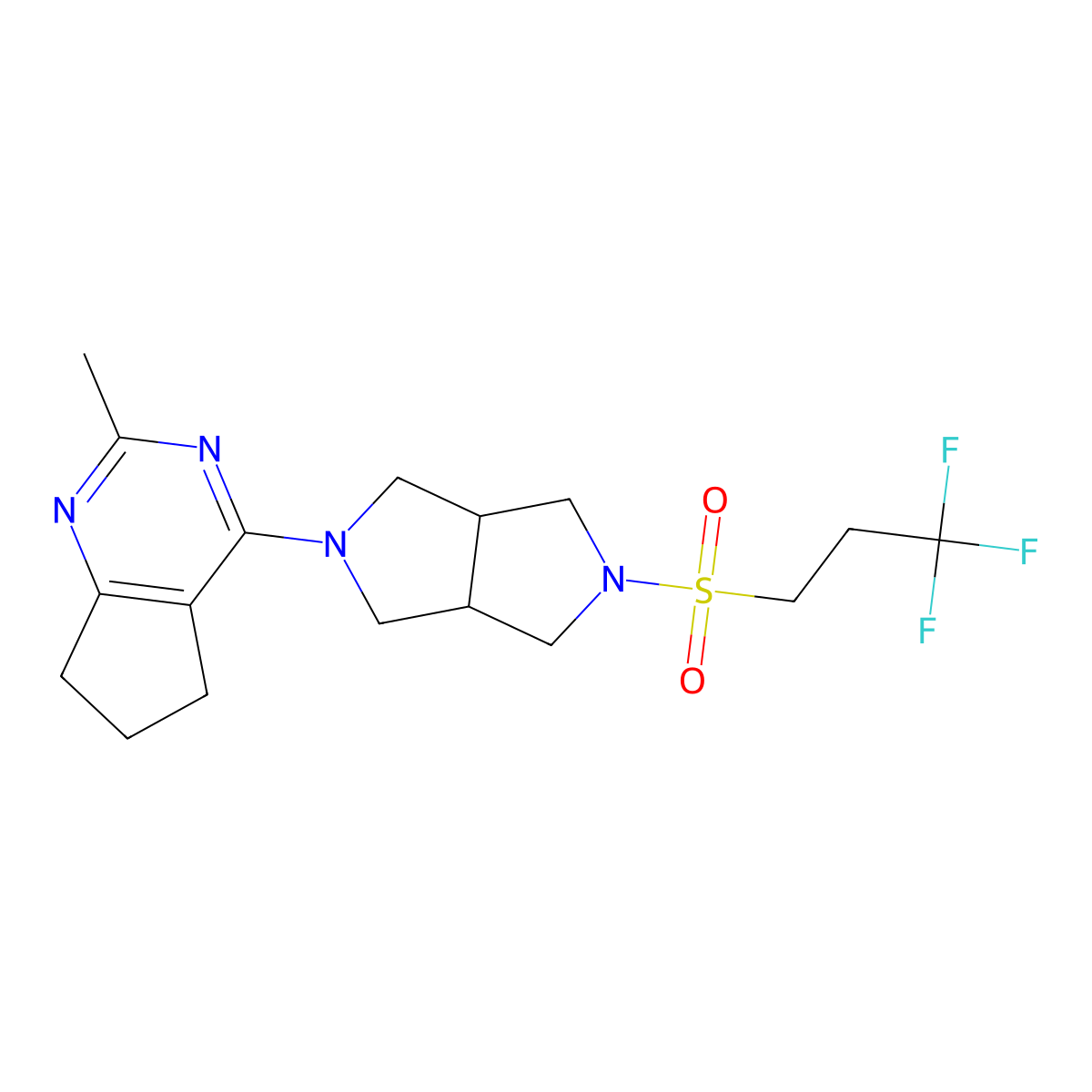 2-{2-methyl-5H,6H,7H-cyclopenta[d]pyrimidin-4-yl}-5-(3,3,3-trifluoropropanesulfonyl)-octahydropyrrolo[3,4-c]pyrrole molecular structure, CAS 2741939-29-5