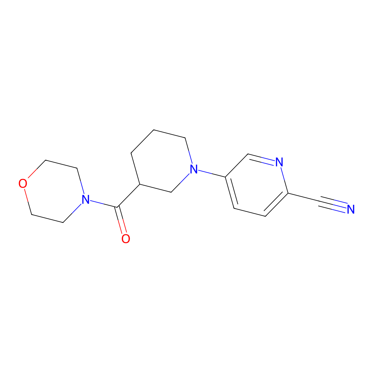5-[3-(Morpholine-4-carbonyl)piperidin-1-yl]pyridine-2-carbonitrile molecular structure, CAS 2741939-32-0
