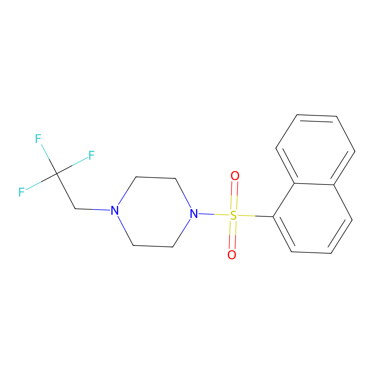 1-(Naphthalene-1-sulfonyl)-4-(2,2,2-trifluoroethyl)piperazine molecular structure, CAS 2741939-34-2