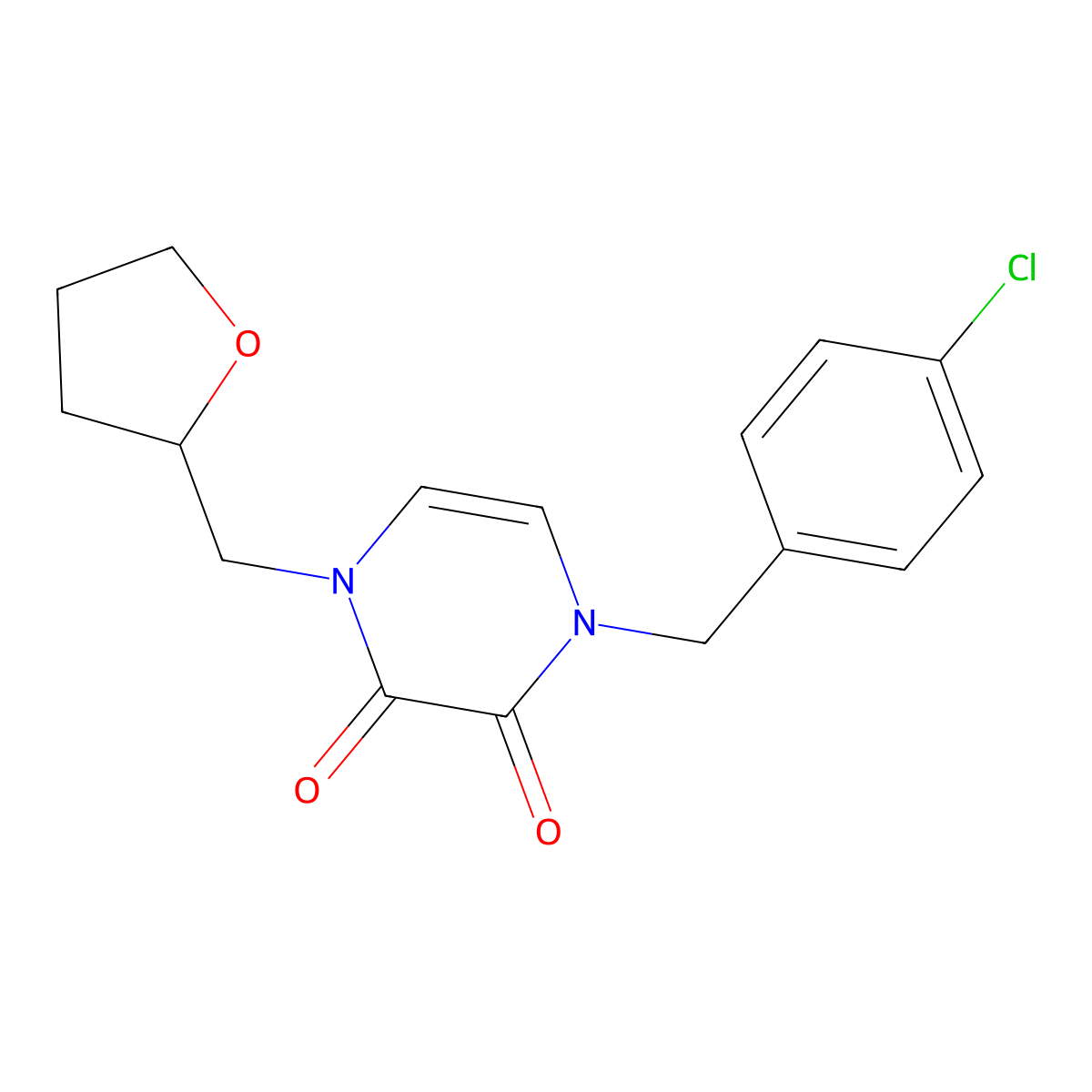 1-[(4-Chlorophenyl)methyl]-4-[(oxolan-2-yl)methyl]-1,2,3,4-tetrahydropyrazine-2,3-dione molecular structure, CAS 2741939-37-5