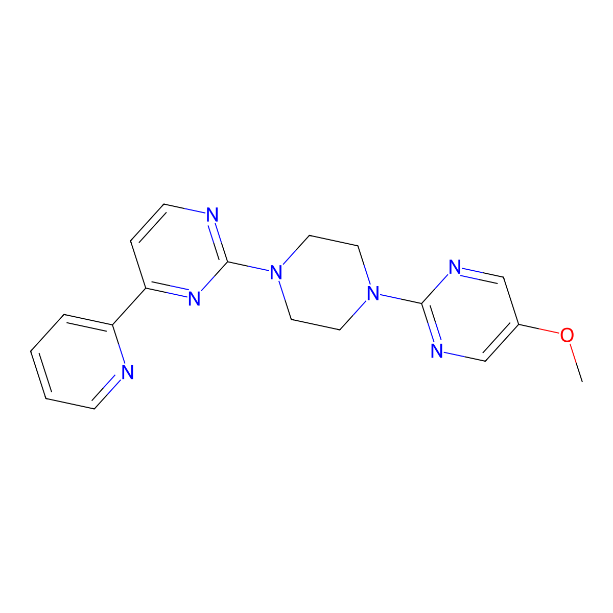 2-[4-(5-Methoxypyrimidin-2-yl)piperazin-1-yl]-4-(pyridin-2-yl)pyrimidine molecular structure, CAS 2741939-42-2