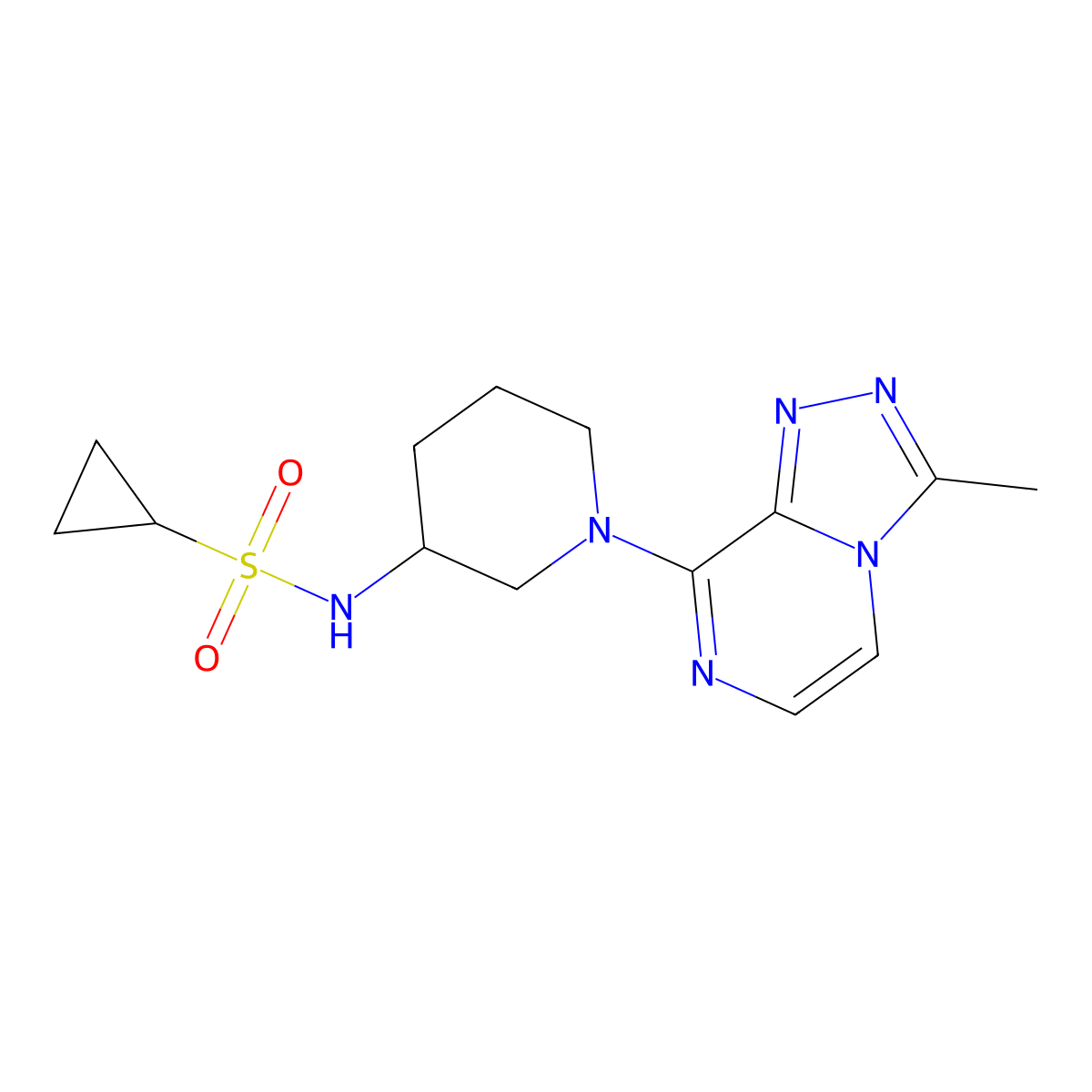N-(1-{3-methyl-[1,2,4]triazolo[4,3-a]pyrazin-8-yl}piperidin-3-yl)cyclopropanesulfonamide molecular structure, CAS 2741939-47-7