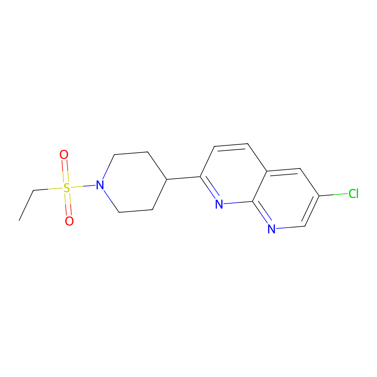 6-Chloro-2-[1-(ethanesulfonyl)piperidin-4-yl]-1,8-naphthyridine molecular structure, CAS 2741939-48-8
