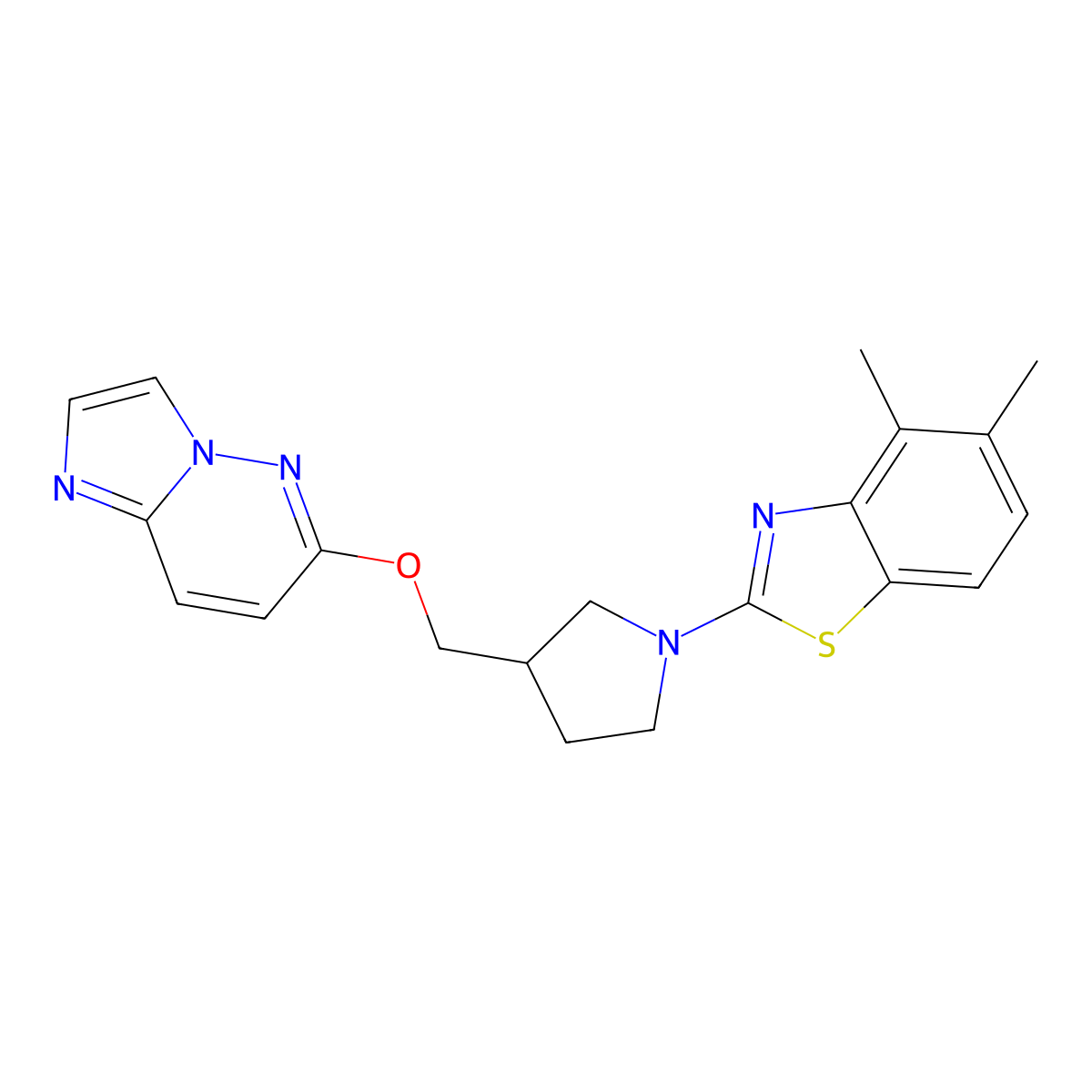 2-[3-({Imidazo[1,2-b]pyridazin-6-yloxy}methyl)pyrrolidin-1-yl]-4,5-dimethyl-1,3-benzothiazole molecular structure, CAS 2741939-51-3