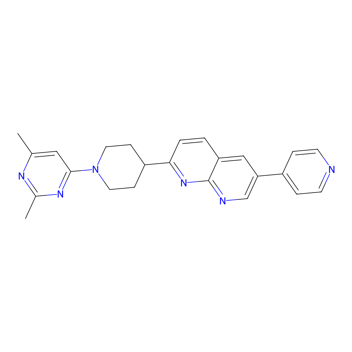 2-[1-(2,6-Dimethylpyrimidin-4-yl)piperidin-4-yl]-6-(pyridin-4-yl)-1,8-naphthyridine molecular structure, CAS 2741939-59-1
