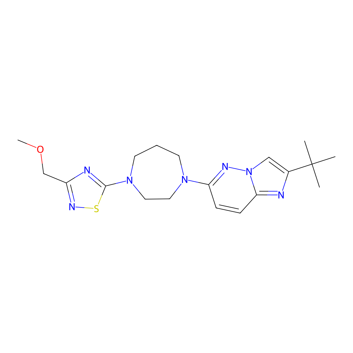 1-{2-Tert-butylimidazo[1,2-b]pyridazin-6-yl}-4-[3-(methoxymethyl)-1,2,4-thiadiazol-5-yl]-1,4-diazepane molecular structure, CAS 2741939-61-5