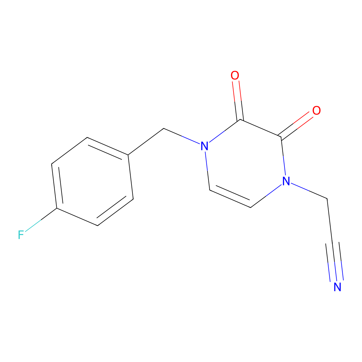 2-{4-[(4-Fluorophenyl)methyl]-2,3-dioxo-1,2,3,4-tetrahydropyrazin-1-yl}acetonitrile molecular structure, CAS 2741939-63-7