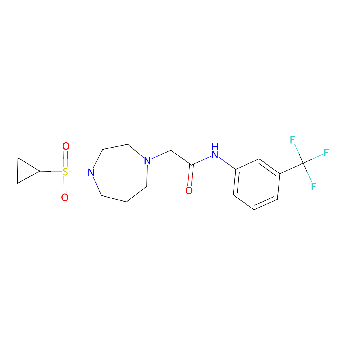 2-[4-(cyclopropanesulfonyl)-1,4-diazepan-1-yl]-N-[3-(trifluoromethyl)phenyl]acetamide molecular structure, CAS 2741939-64-8