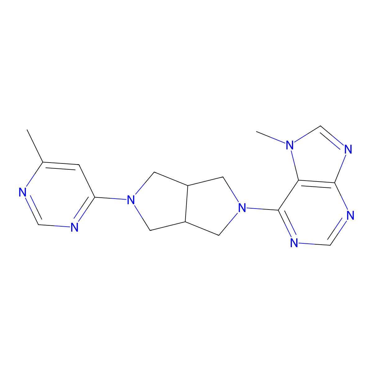 7-methyl-6-[5-(6-methylpyrimidin-4-yl)-octahydropyrrolo[3,4-c]pyrrol-2-yl]-7H-purine molecular structure, CAS 2741939-65-9