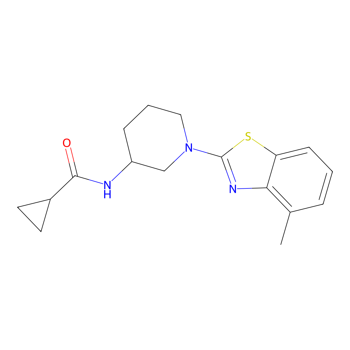 N-[1-(4-methyl-1,3-benzothiazol-2-yl)piperidin-3-yl]cyclopropanecarboxamide molecular structure, CAS 2741939-66-0