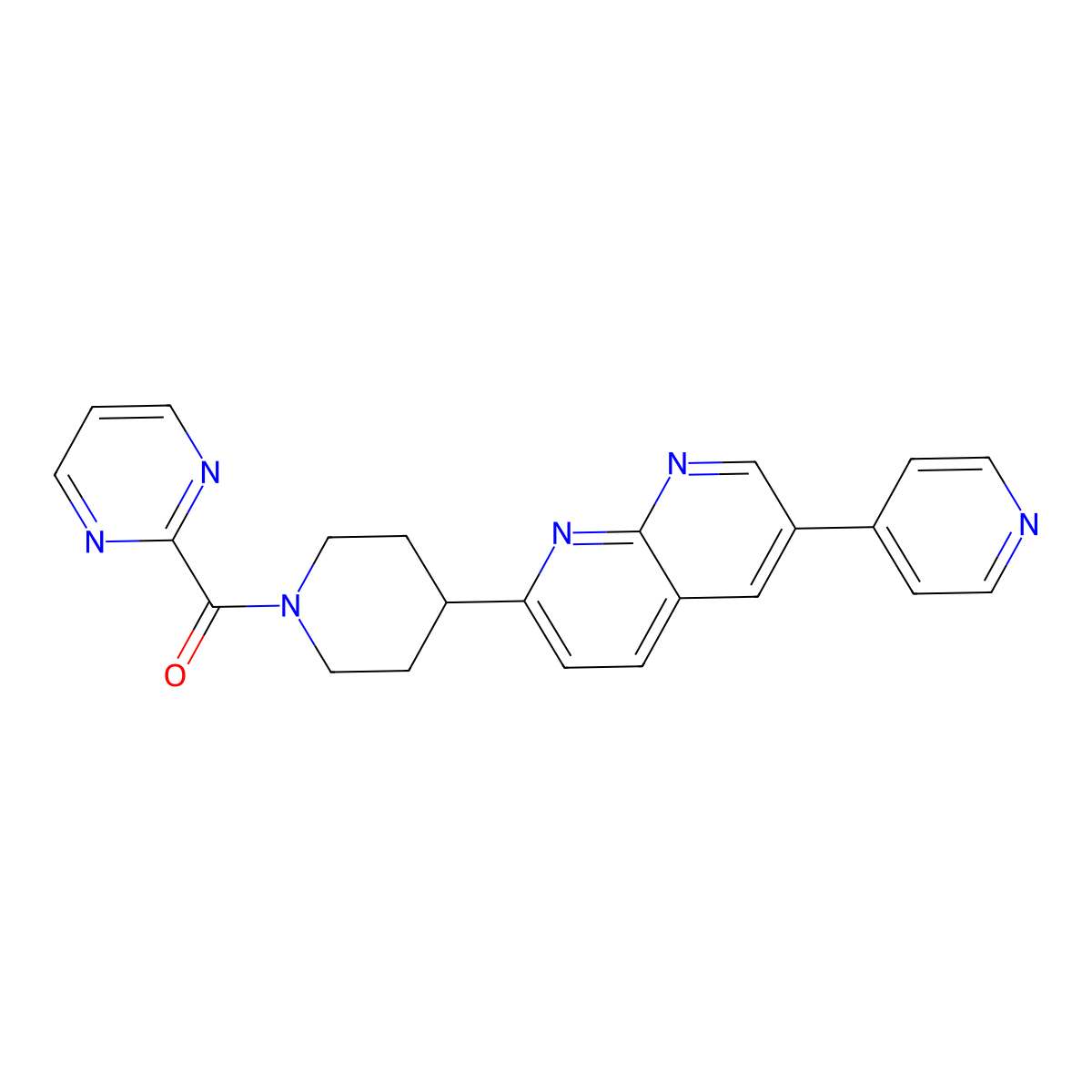 6-(Pyridin-4-yl)-2-[1-(pyrimidine-2-carbonyl)piperidin-4-yl]-1,8-naphthyridine molecular structure, CAS 2741939-75-1