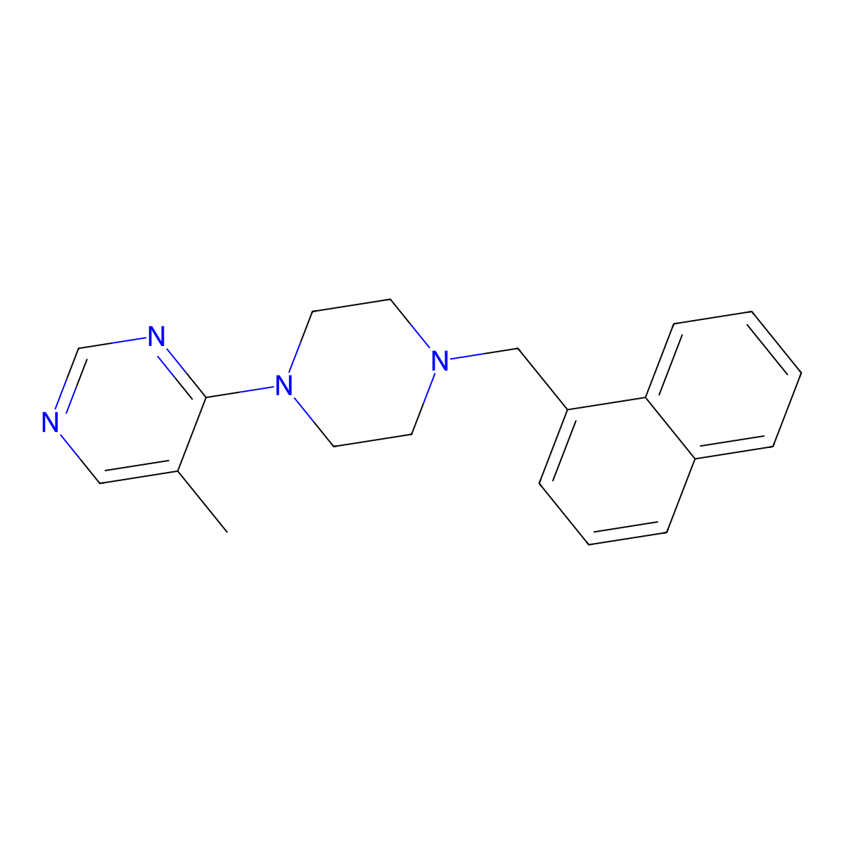 5-Methyl-4-{4-[(naphthalen-1-yl)methyl]piperazin-1-yl}pyrimidine molecular structure, CAS 2741939-79-5
