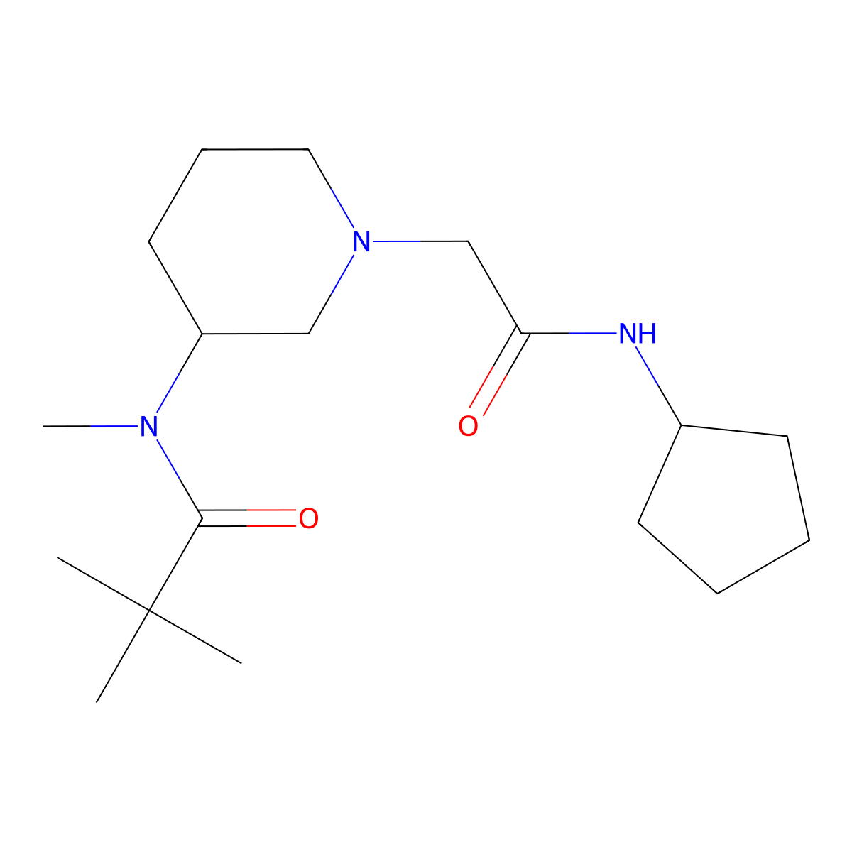 N-{1-[(cyclopentylcarbamoyl)methyl]piperidin-3-yl}-N,2,2-trimethylpropanamide molecular structure, CAS 2741939-82-0