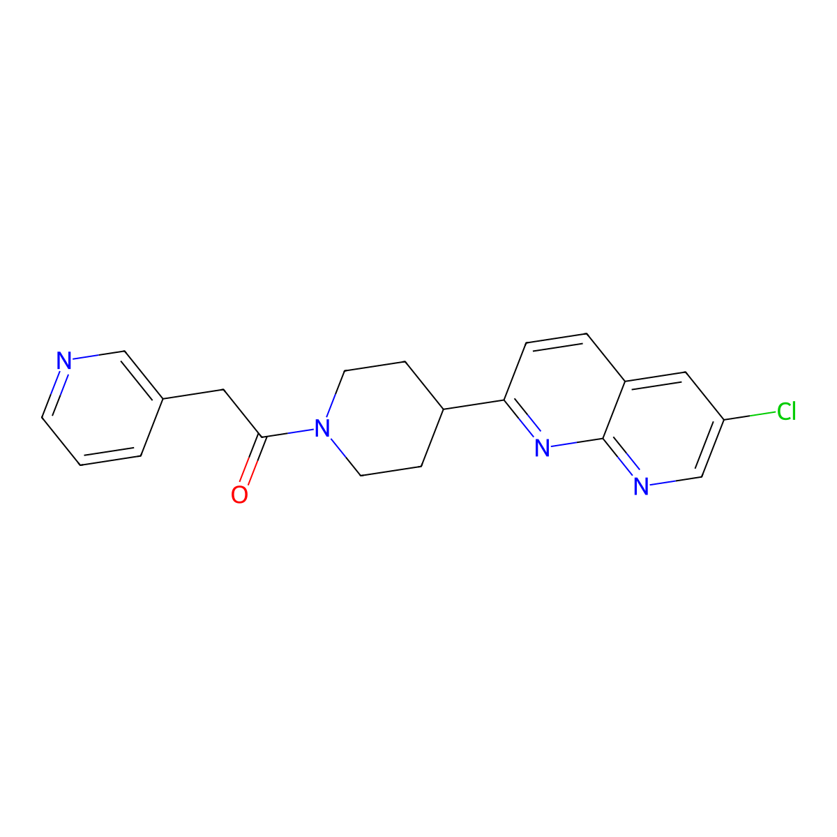 1-[4-(6-Chloro-1,8-naphthyridin-2-yl)piperidin-1-yl]-2-(pyridin-3-yl)ethan-1-one molecular structure, CAS 2741939-87-5