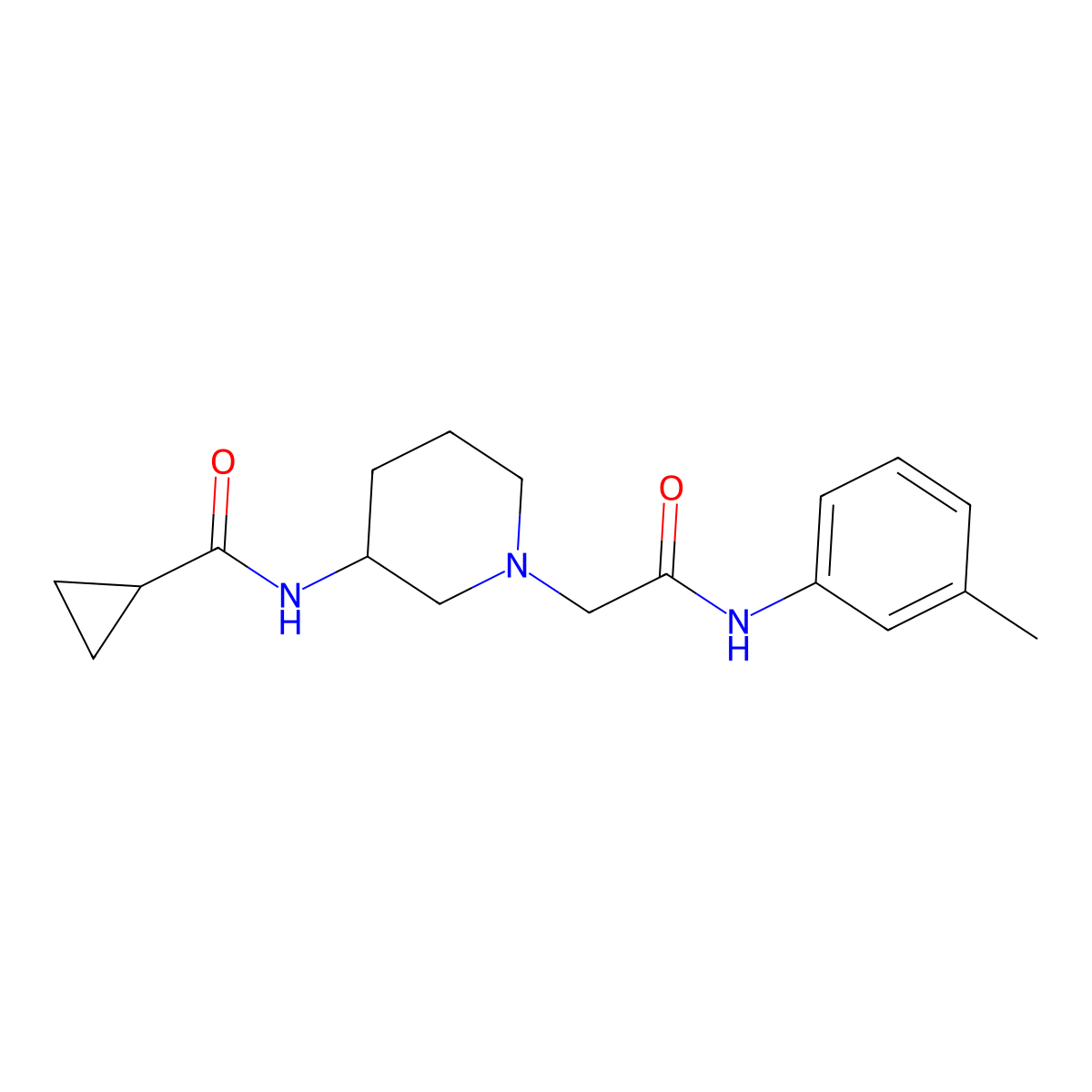 N-(1-{[(3-methylphenyl)carbamoyl]methyl}piperidin-3-yl)cyclopropanecarboxamide molecular structure, CAS 2741939-89-7