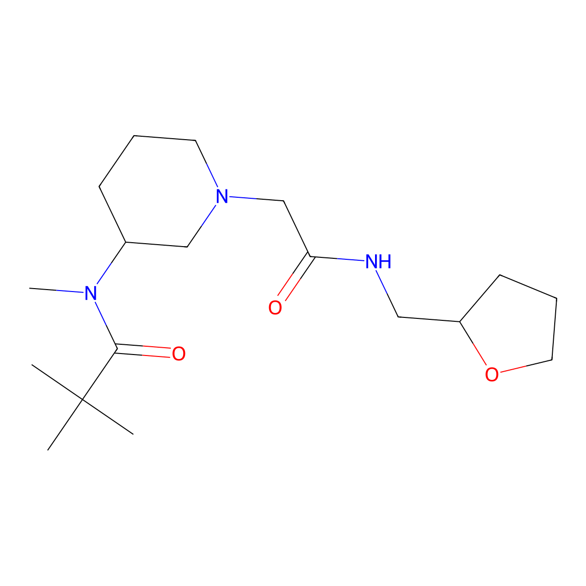 N,2,2-trimethyl-N-[1-({[(oxolan-2-yl)methyl]carbamoyl}methyl)piperidin-3-yl]propanamide molecular structure, CAS 2741939-91-1