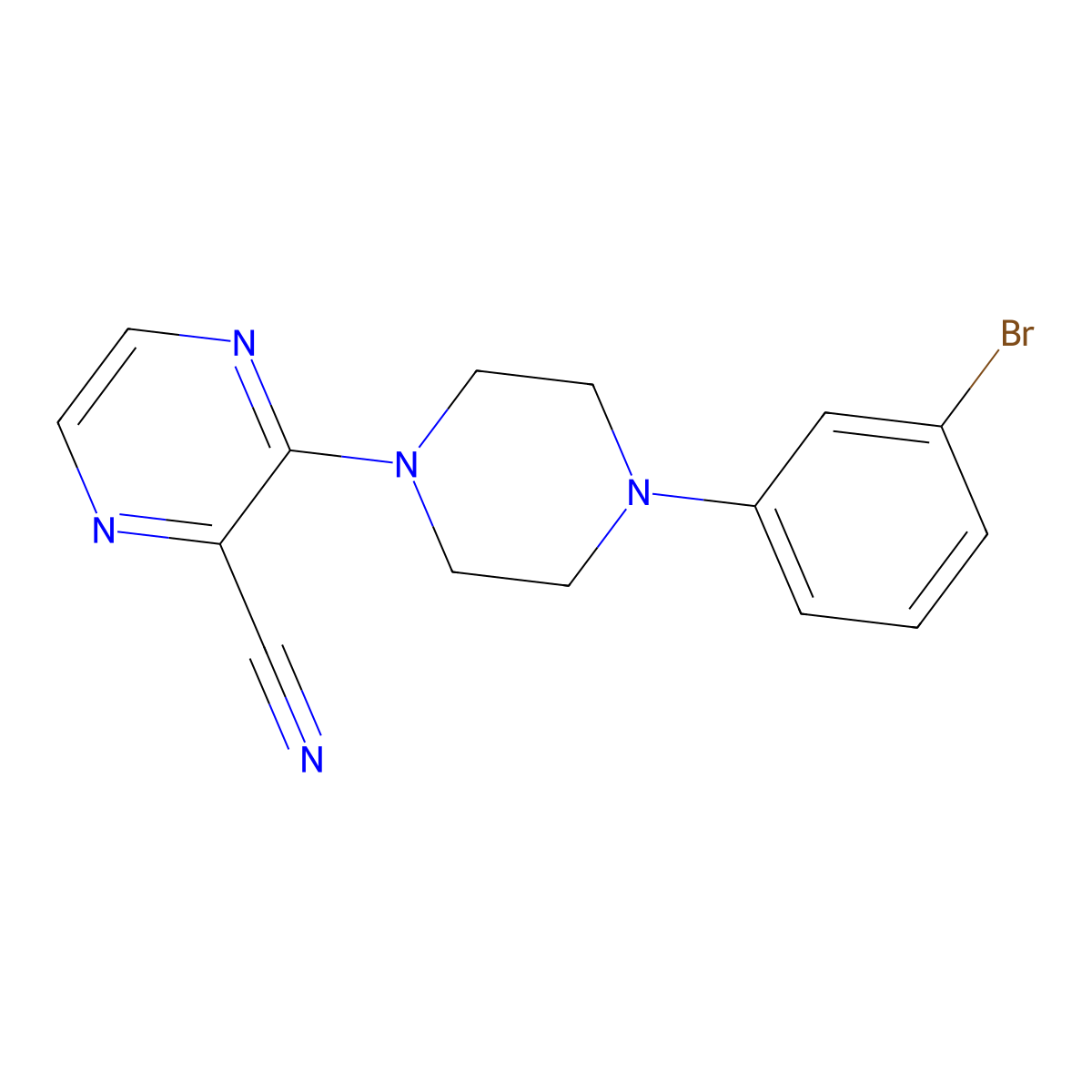 3-[4-(3-Bromophenyl)piperazin-1-yl]pyrazine-2-carbonitrile molecular structure, CAS 2741939-92-2