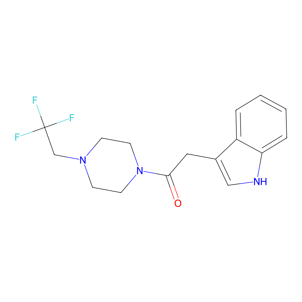 2-(1H-indol-3-yl)-1-[4-(2,2,2-trifluoroethyl)piperazin-1-yl]ethan-1-one molecular structure, CAS 2741939-98-8
